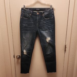 Vigoss Women's Distressed Indigo Skinny Jeans